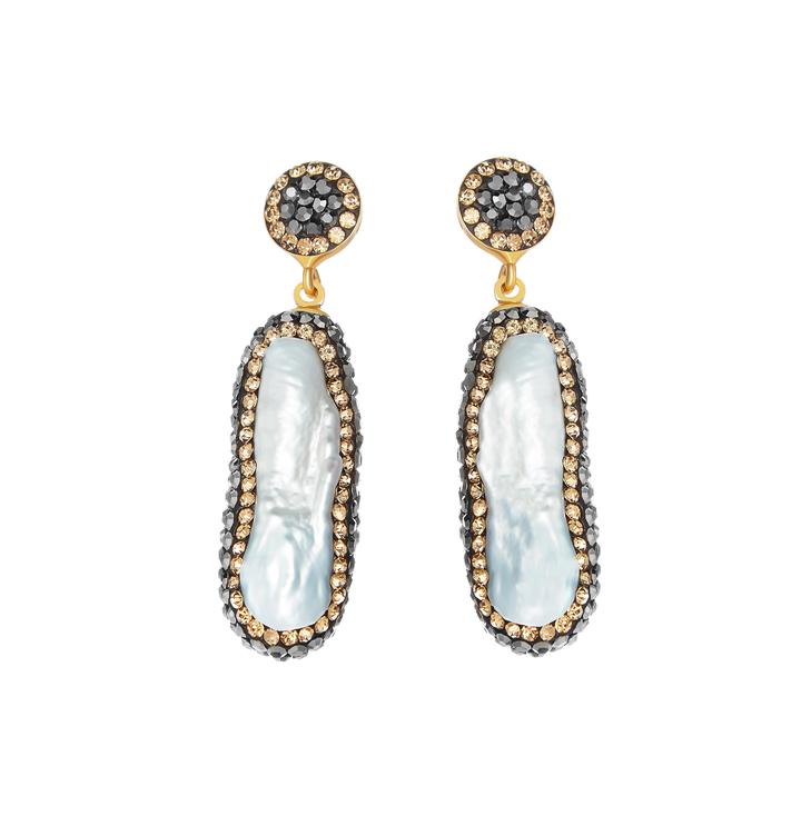 Soru -Baroque Pearl Double Sided Earrings - Gold - HAYGEN