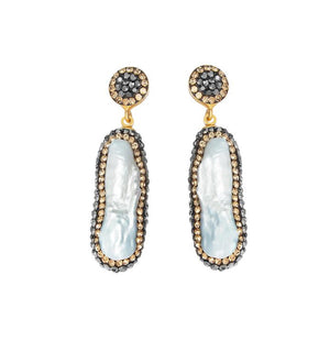 Soru -Baroque Pearl Double Sided Earrings - Gold - HAYGEN