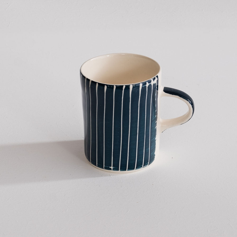 Musango Demi Mug - Sgraffito Stripe - Teal - HAYGEN