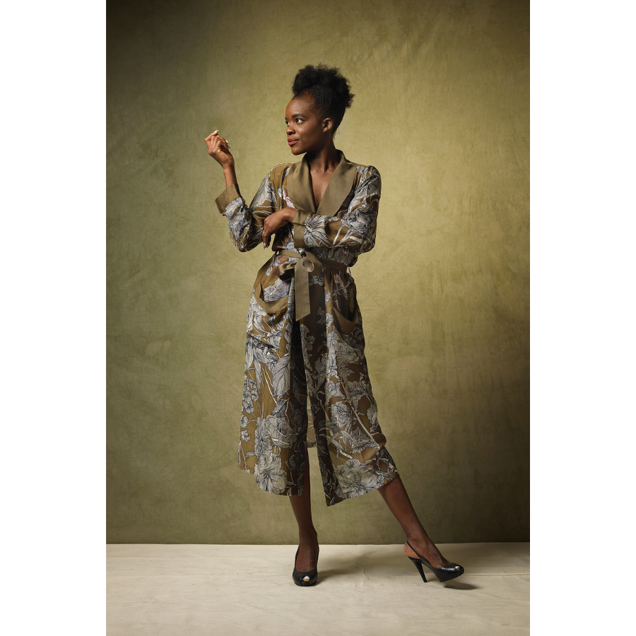 One Hundred Stars - Gown - Etched Floral Khaki - HAYGEN
