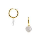 Pearl Heart Drop Hoop Earrings - HAYGEN