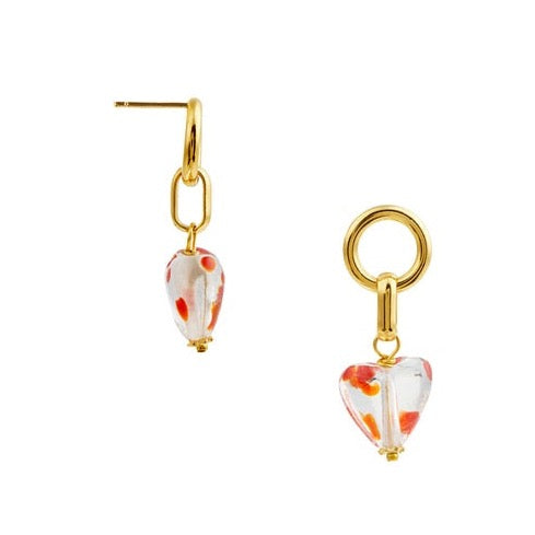 Glass Spotted Heart Interlocking Drop Earrings - HAYGEN
