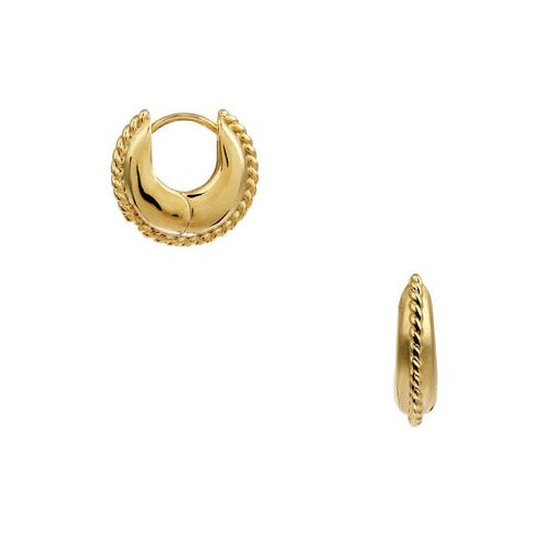 Puffed Rope Edge Huggie Hoop - Gold - HAYGEN