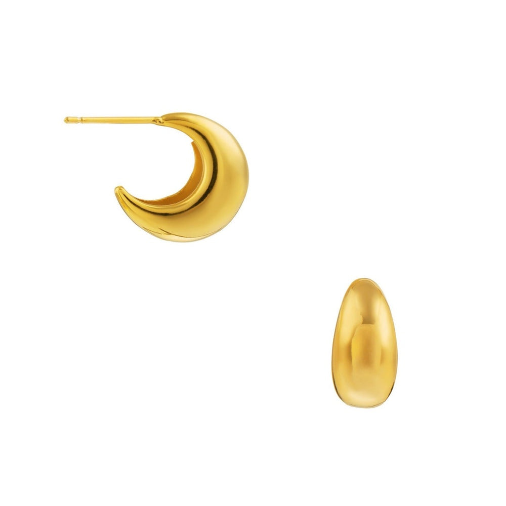 Tapered Domed Hoop Earrings - Gold - HAYGEN