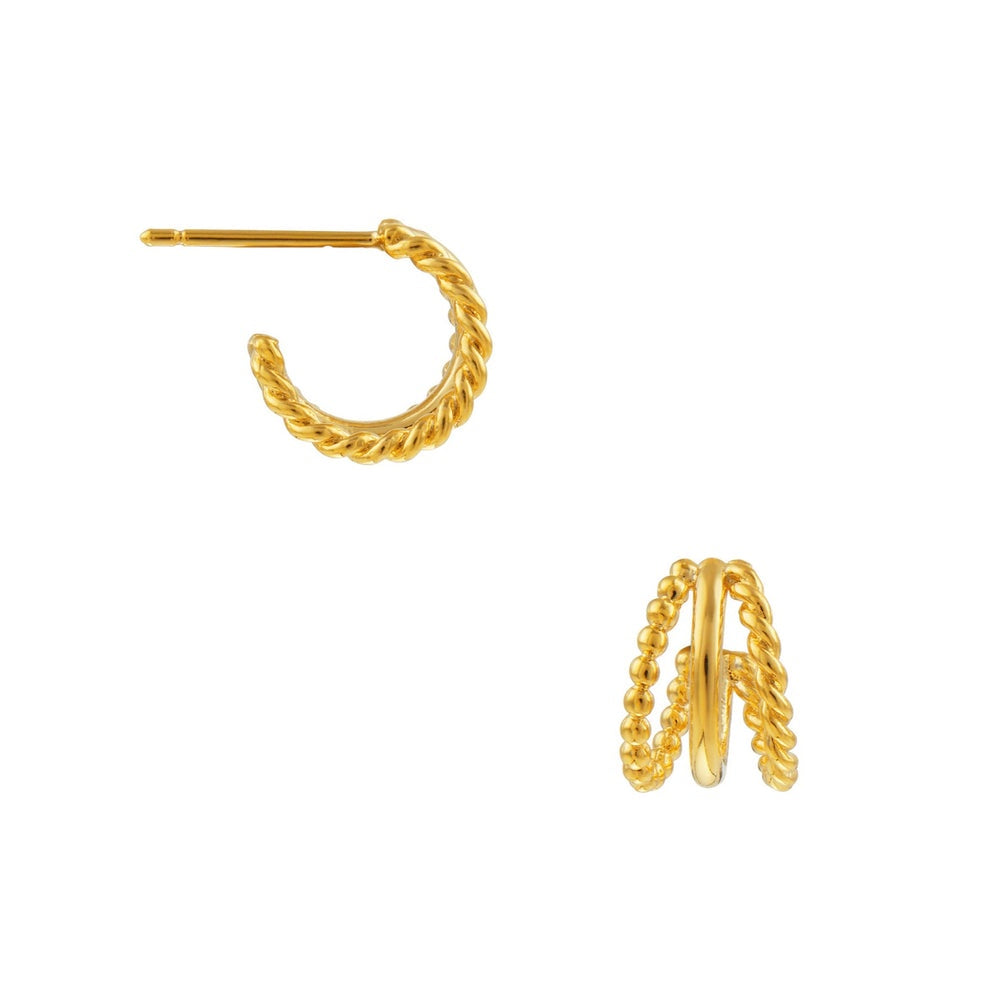 Triple Illusion Hoop Earrings - Gold - HAYGEN