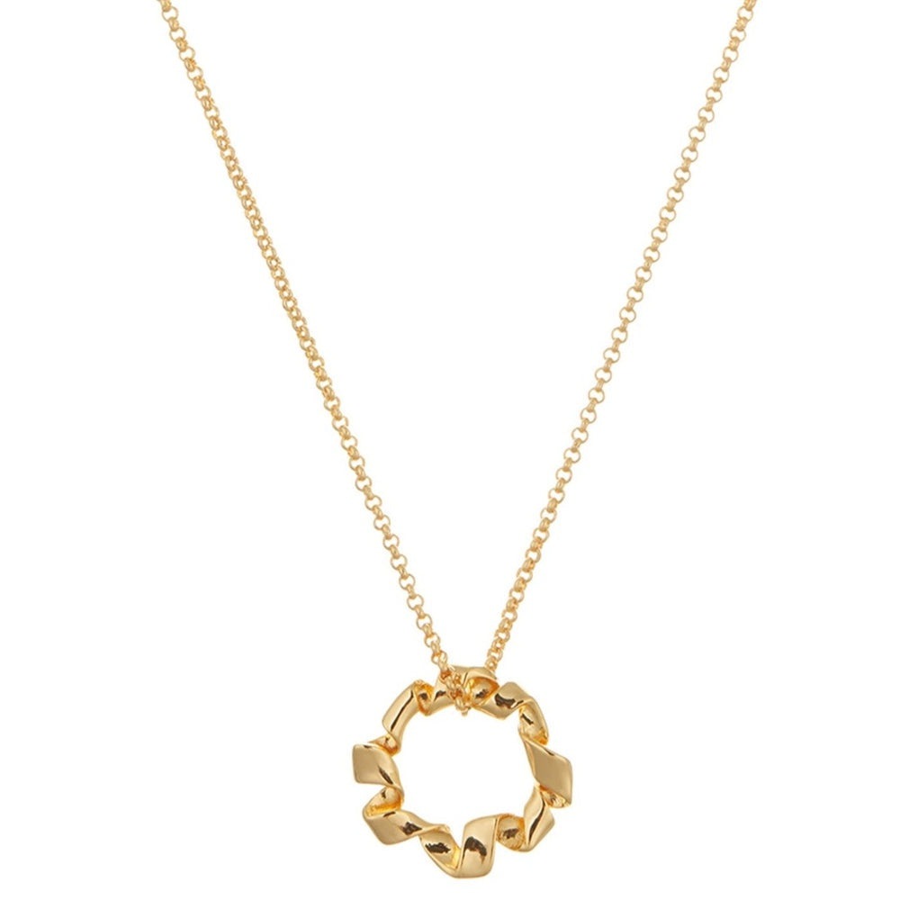 Ribbon Twist Open Circle Necklace - Gold - HAYGEN
