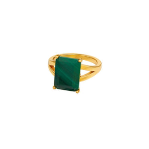 Malachite Claw Set Ring - Gold - HAYGEN
