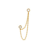 Pearl & Crystal Double Chain Drape Stud Earring - HAYGEN