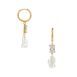 Statement Crystal & Pearl Hoop Earrings - HAYGEN