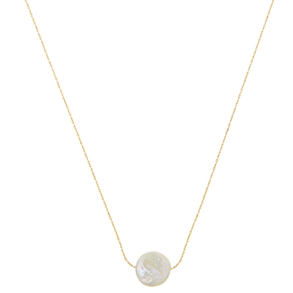 Stationed Flat Pearl Collar Necklace - Gold - HAYGEN