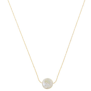 Stationed Flat Pearl Collar Necklace - Gold - HAYGEN