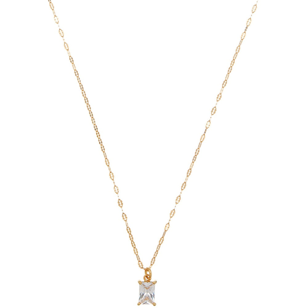 Crystal Baguette & Dainty Chain Necklace - Gold - HAYGEN