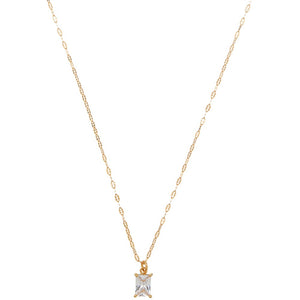 Crystal Baguette & Dainty Chain Necklace - Gold - HAYGEN