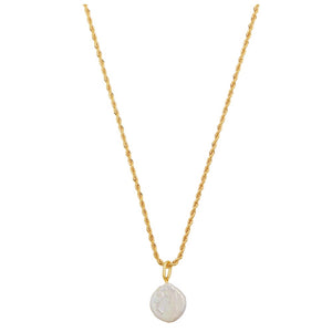 Flat Pearl & Rope Chain Necklace - Gold - HAYGEN