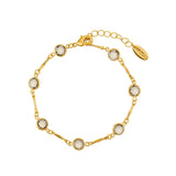 Grey Crystal & Bar Link Chain Bracelet - Gold - HAYGEN