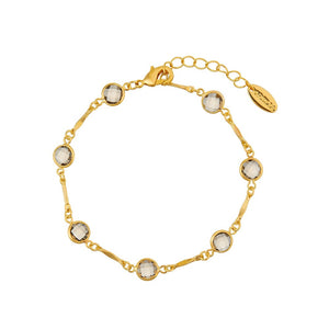 Grey Crystal & Bar Link Chain Bracelet - Gold - HAYGEN