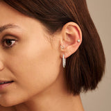Crystal Encrusted Oval Hoops - Silver - HAYGEN