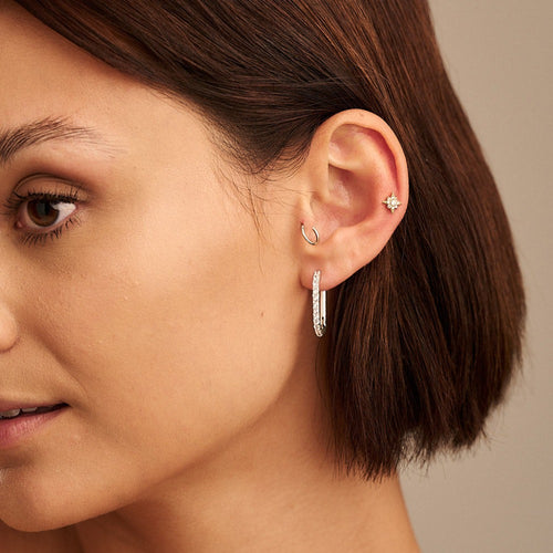 Crystal Encrusted Oval Hoops - Silver - HAYGEN