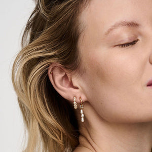 Pearl Threaded Huggie Hoops - HAYGEN