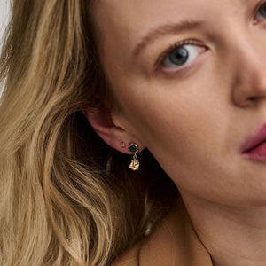 Molten and Semi Precious Malachite Drop Earrings - HAYGEN