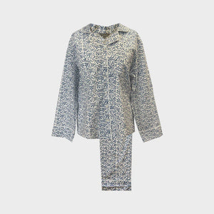 Cotton Block Print Pyjamas - Bud Blue - HAYGEN