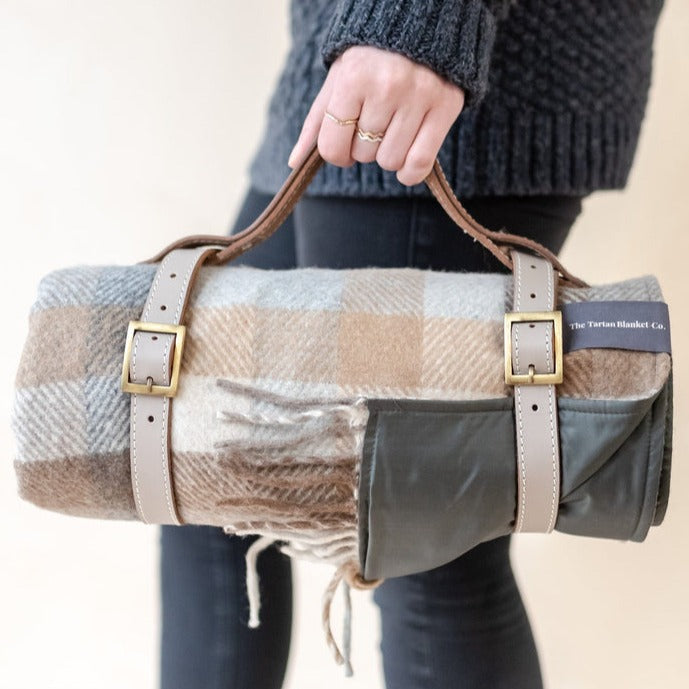 Recycled Picnic Blanket - Neutral Check - HAYGEN