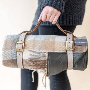 Recycled Picnic Blanket - Neutral Check - HAYGEN
