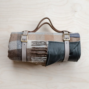 Recycled Picnic Blanket - Neutral Check - HAYGEN