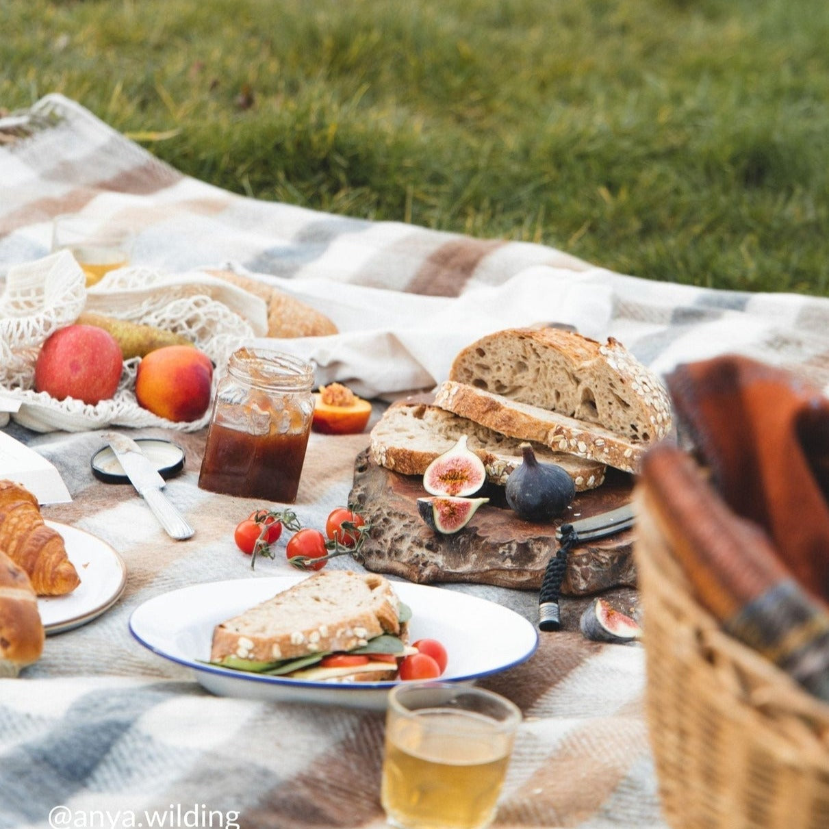 Recycled Picnic Blanket - Neutral Check - HAYGEN