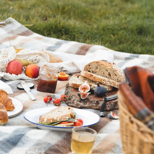 Recycled Picnic Blanket - Neutral Check - HAYGEN