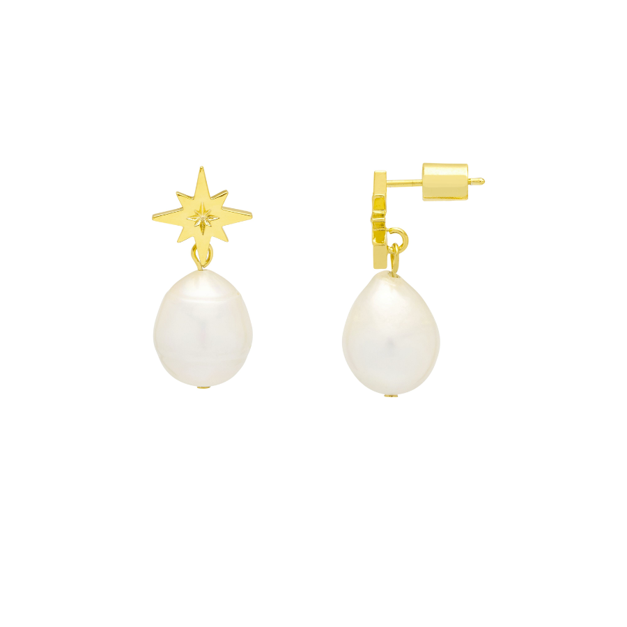 Irregular Pearl Drop on Gold Star - HAYGEN