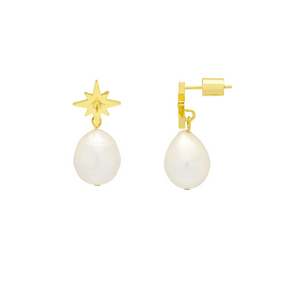 Irregular Pearl Drop on Gold Star - HAYGEN