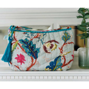 Blue Exotic Flower Lined Wash Bag - HAYGEN