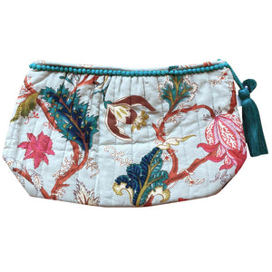 Blue Exotic Flower Lined Wash Bag - HAYGEN