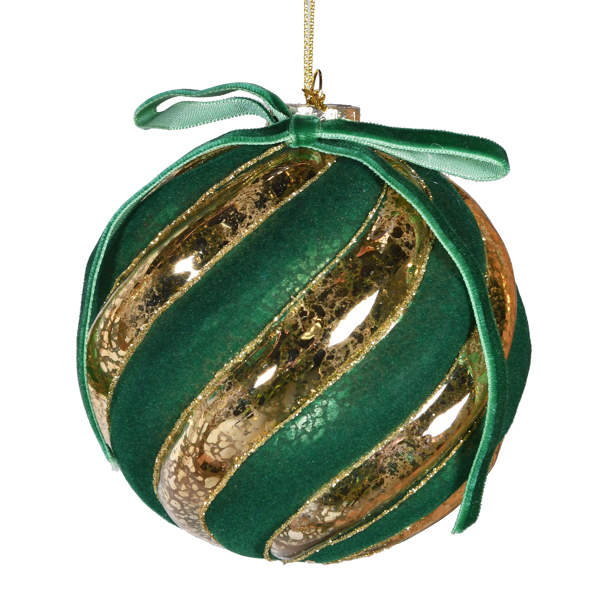 Green & Gold Swirl Bauble - HAYGEN