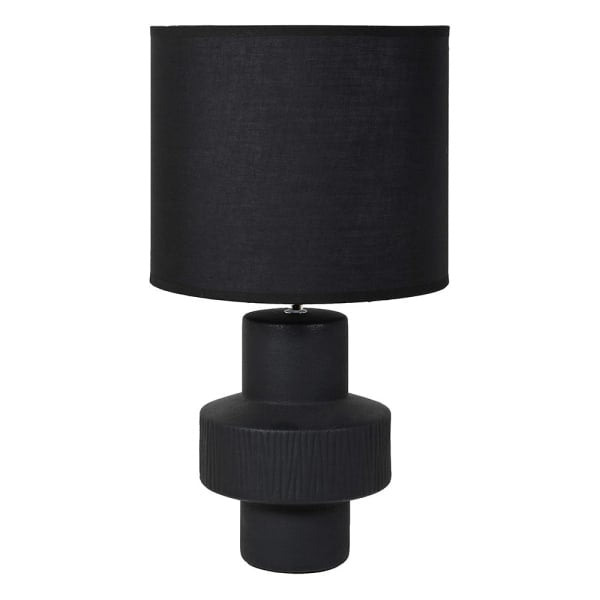 Black Cocoa Table Lamp with Linen Shade - HAYGEN