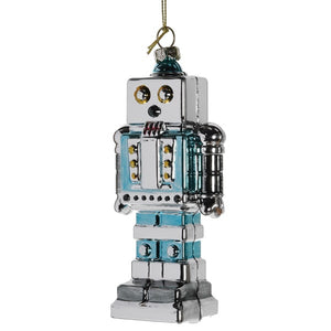 Silver and Blue Robot Bauble - HAYGEN
