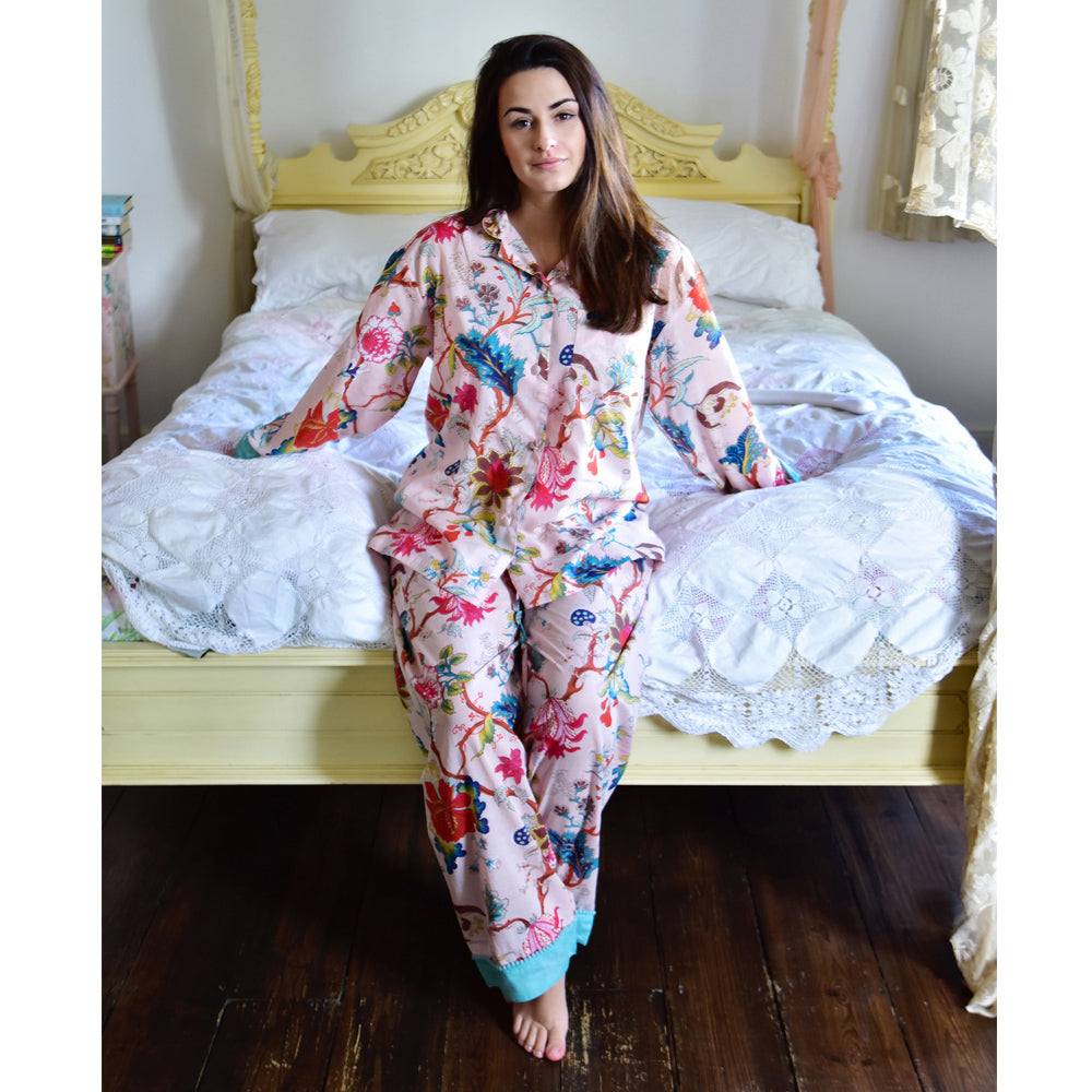 Cotton Pyjamas - Pink Exotic Flowers - HAYGEN
