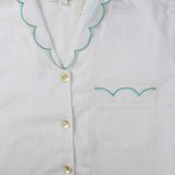 Cotton Pyjamas - White & Mint Scalloped Edge - HAYGEN