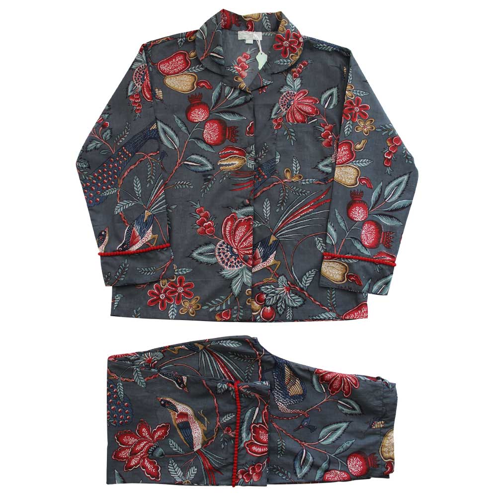 Cotton Pyjamas - Grey Fruit Bird - HAYGEN
