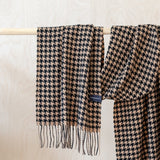 The Tartan Blanket Co - Lambswool Oversized Scarf - Camel Houndstooth - HAYGEN