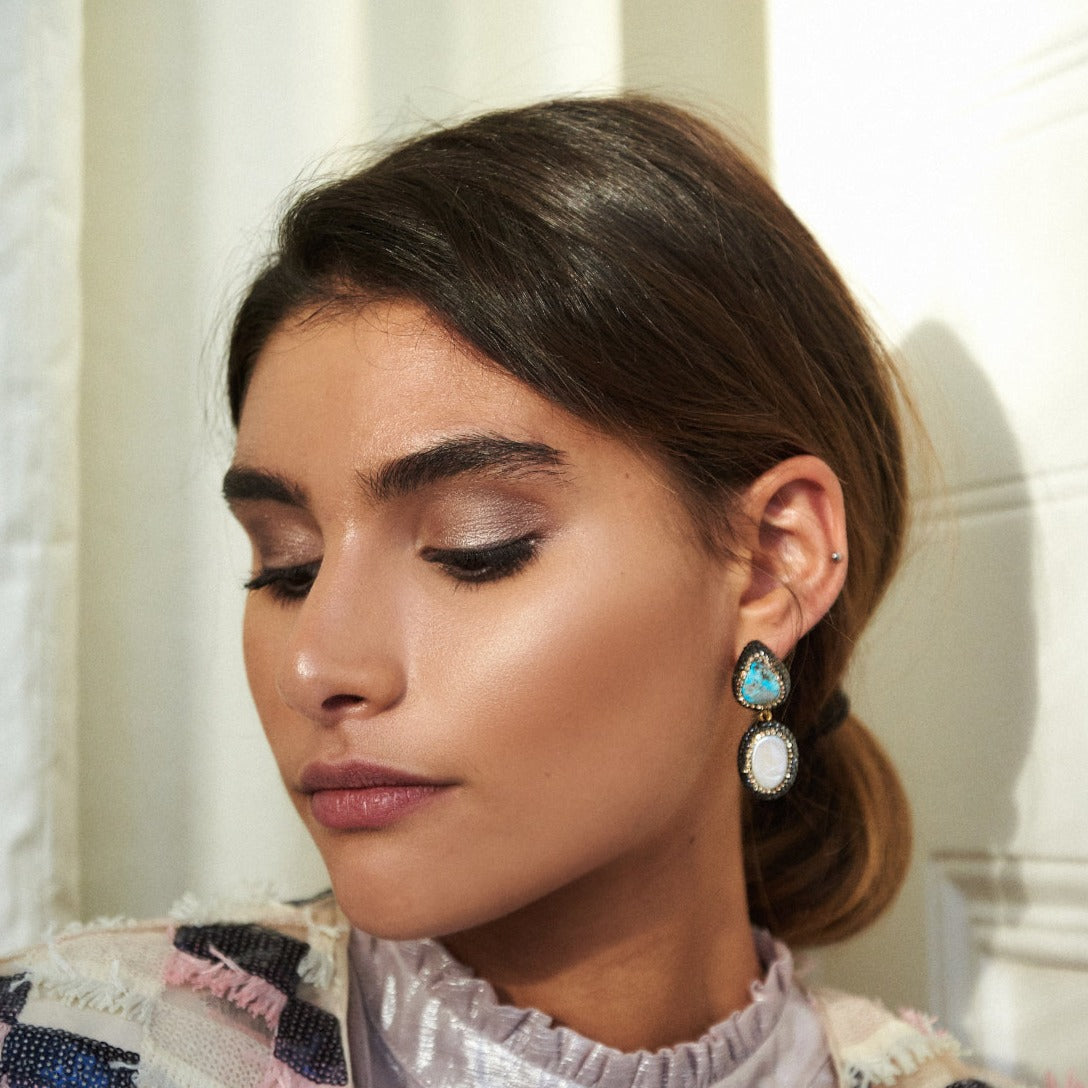 Soru - Turquoise and Baroque Pearl Earrings - HAYGEN
