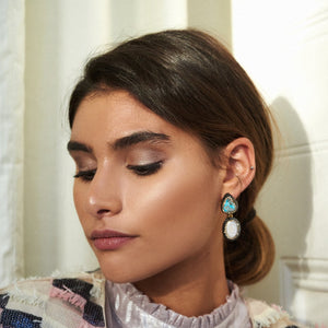 Soru - Turquoise and Baroque Pearl Earrings - HAYGEN