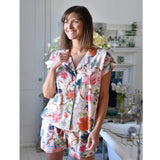 Short Sleeve Cotton Pyjamas - Pink Exotic Flowers - HAYGEN