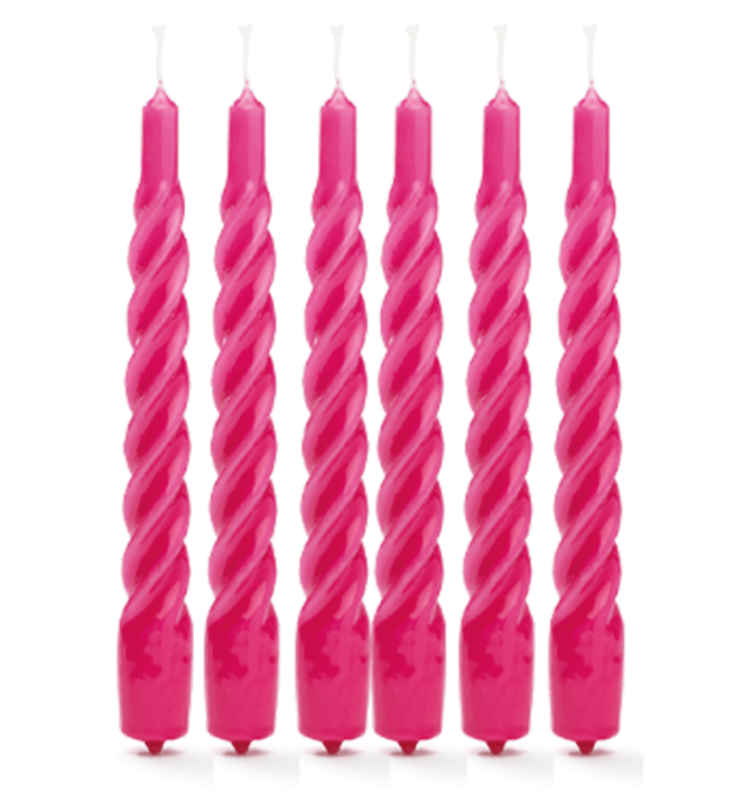 Anna + Nina - Twisted Candle Bright Pink - Set of 6 - HAYGEN