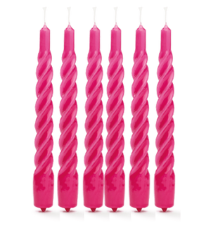 Anna + Nina - Twisted Candle Bright Pink - Set of 6 - HAYGEN