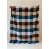 The Tartan Blanket Co - Lambswool Blanket - Teal Block Check - HAYGEN