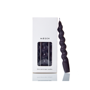 Dark Grey Spiral Candles - Set of 3 - HAYGEN