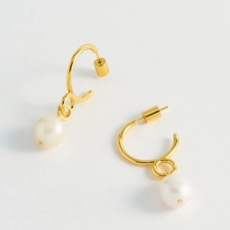 Twist Pearl Drop Hoops - HAYGEN