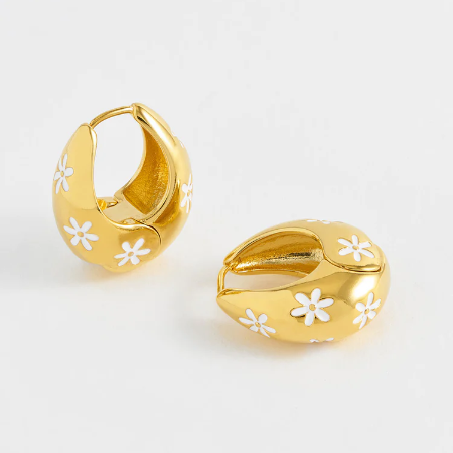Chunky Floral Hinge Hoop - HAYGEN